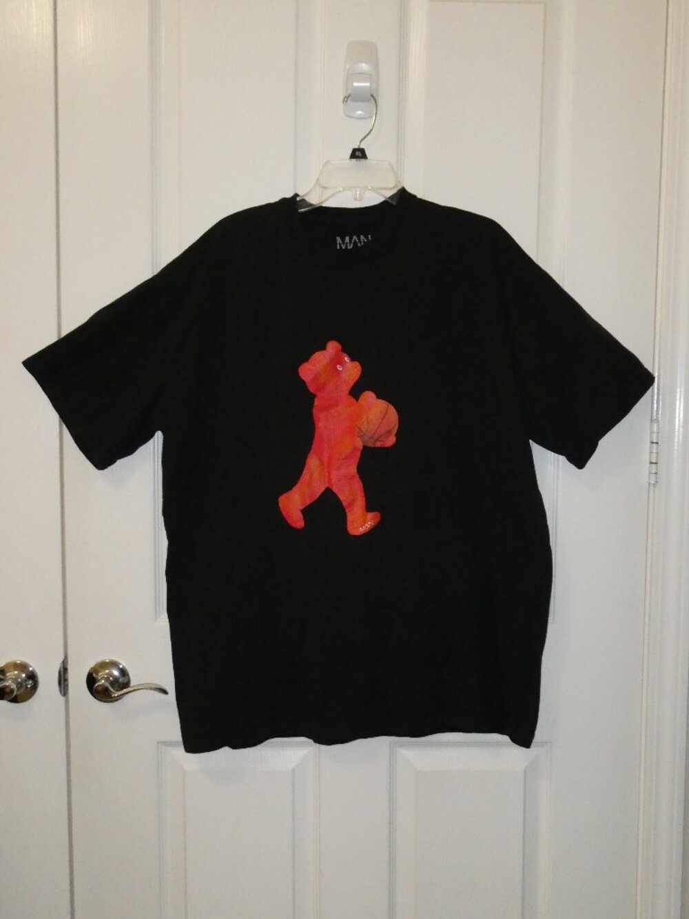 BooHooMAN Limited Edition Short Sleeve Black T-Shirt with Red Bear Men's Size XL